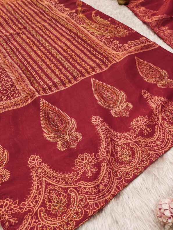 Summer Kurti Set with Dupatta Red